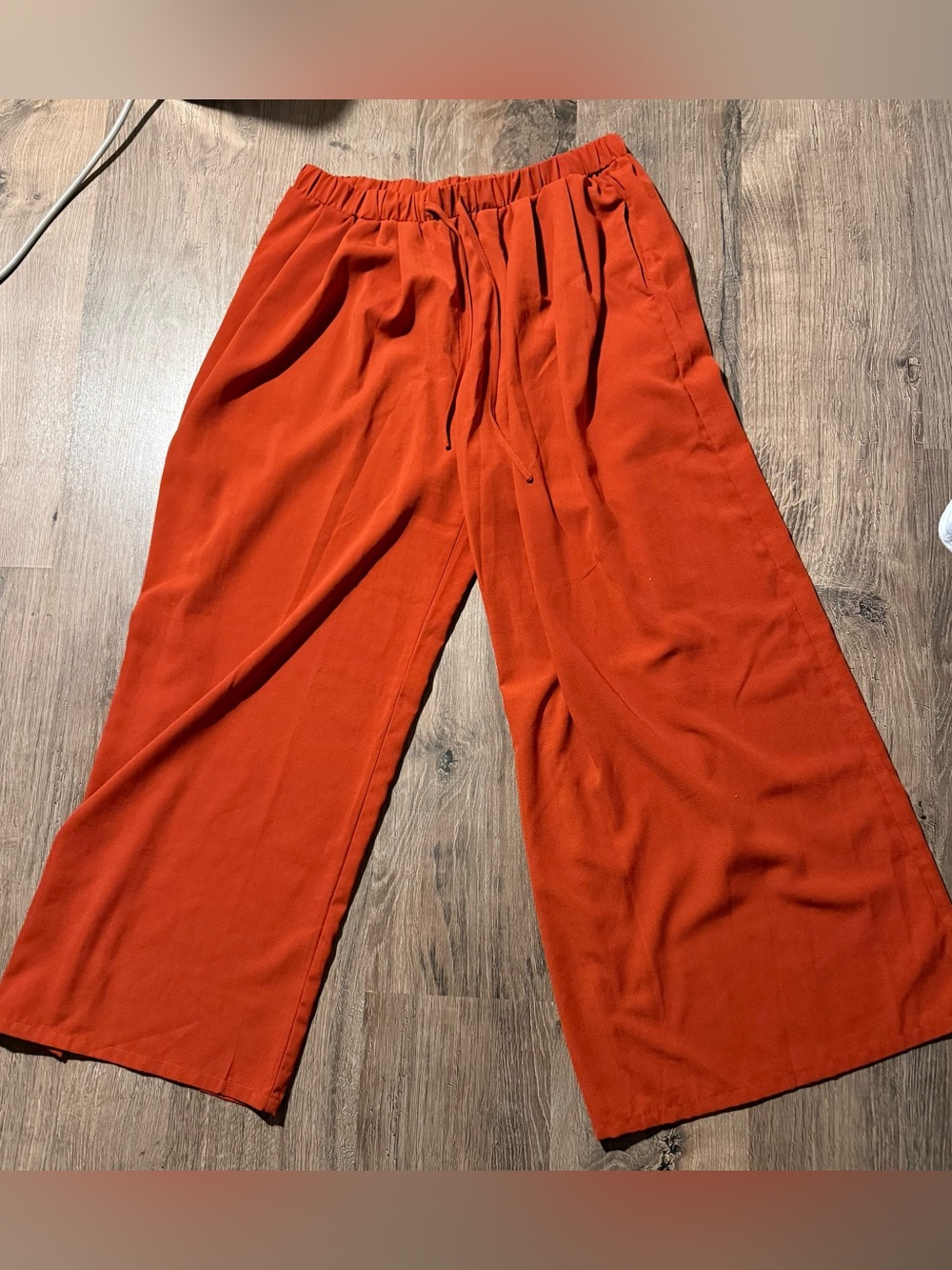Cider Rust Orange Elastic Waist Wide-Leg Pants